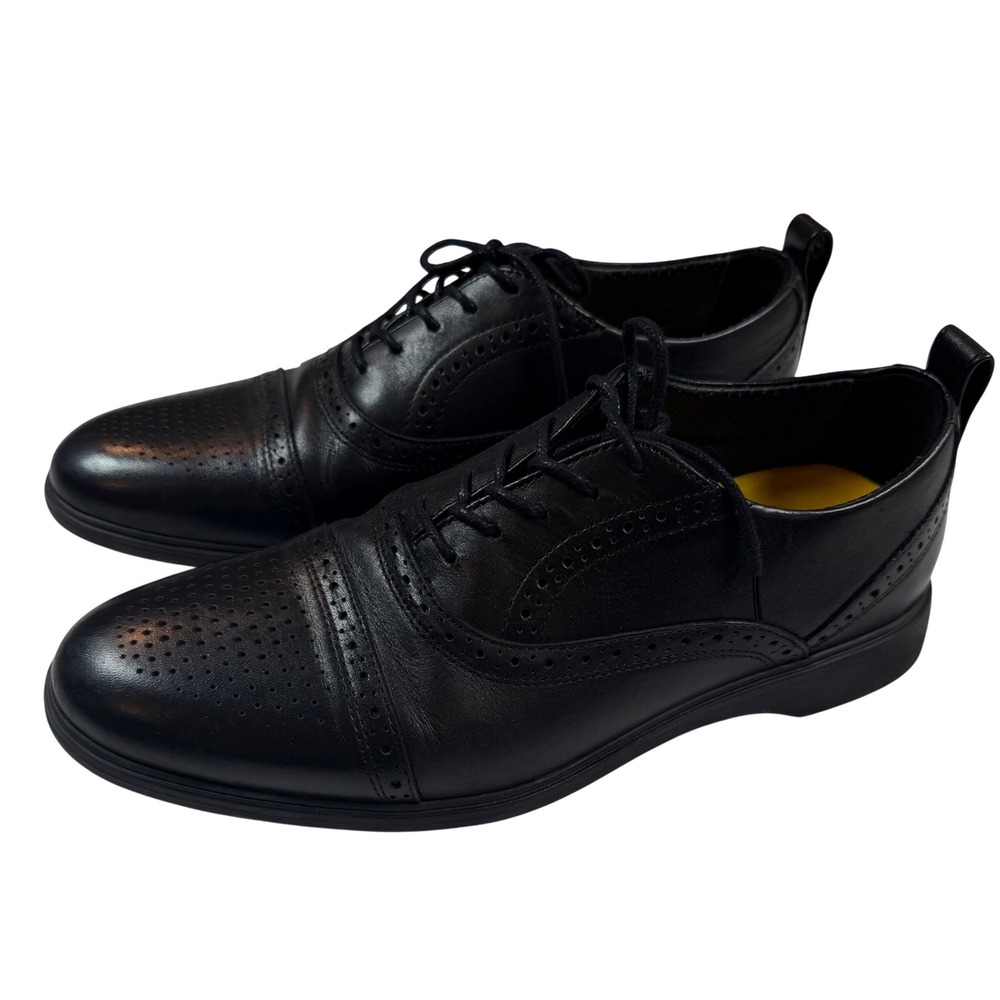 Amberjack The Cap Toe Original Black Leather Wingtip Shoes 10.5 Wide WORN ONCE